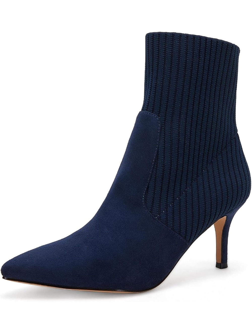 Pointed Toe Ankle Boots Stiletto Kitten Heel Knit Faux Suede 6. 2521-3-v